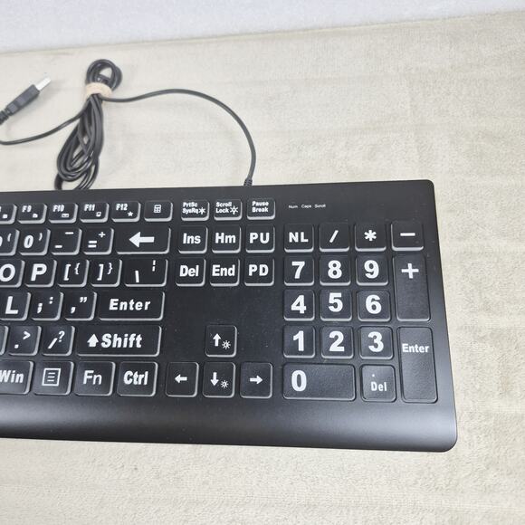 Large Print Backlit Keyboard, Wired USB Lighted Computer Keyboard - Picture 12 of 12